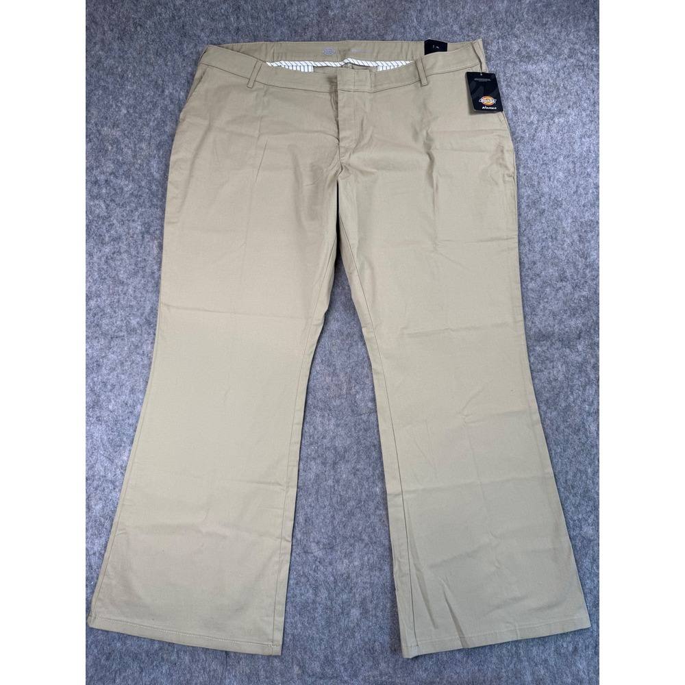 Dickies Work Pants Women 24R Khaki Tan Cotton Slim Fit Bootcut Classic Chino NWT